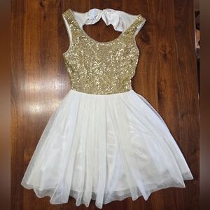 B Darlin Gold and White Dress